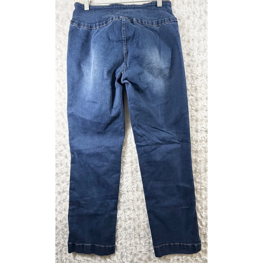 Flamingals Women Size L Wide Leg Cuffed Mid Waist Embroidery Baggy Jeans - Picture 2 of 9